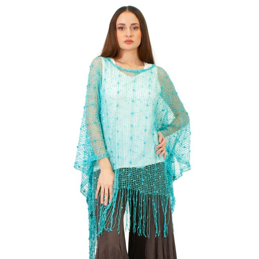 Lazy Daisy Harper subtly sequin embellished net cover-up